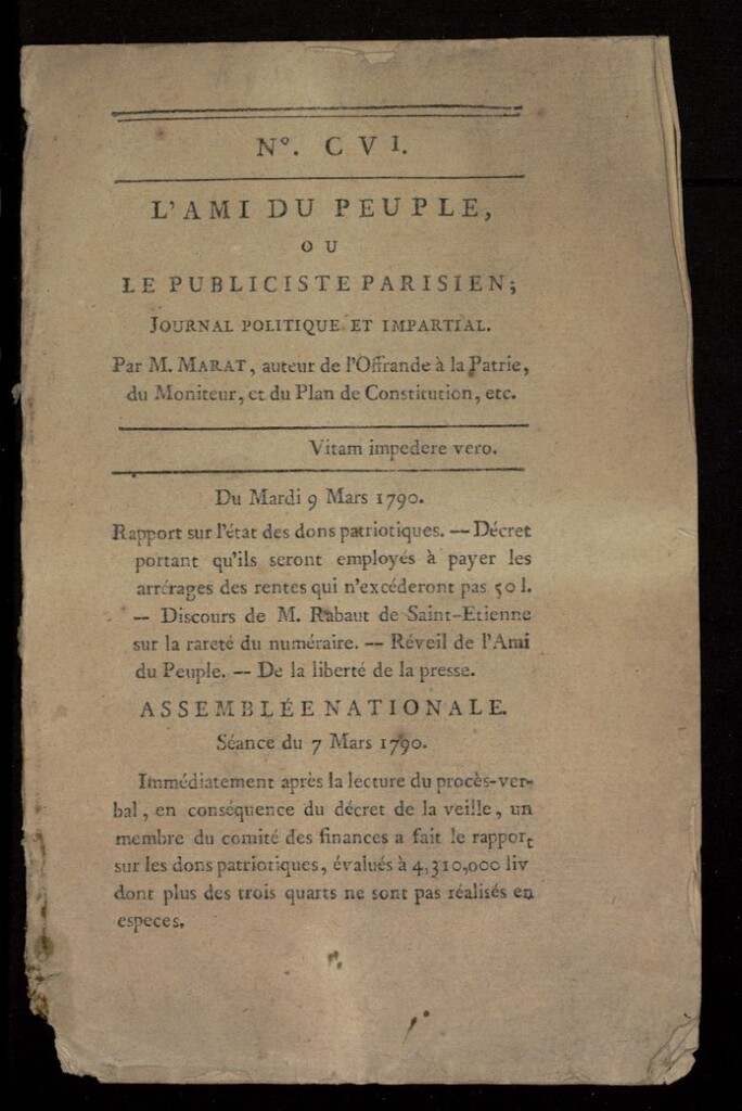 Miniatura de L´Ami du Peuple ou Le Publiciste Parisien Politique... del 9 de marzo de 1790, nº 106