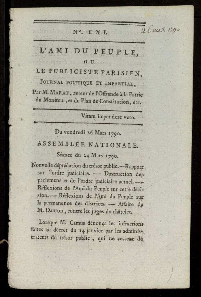 Miniatura de L´Ami du Peuple ou Le Publiciste Parisien Politique... del 26 de marzo de 1790, nº 111