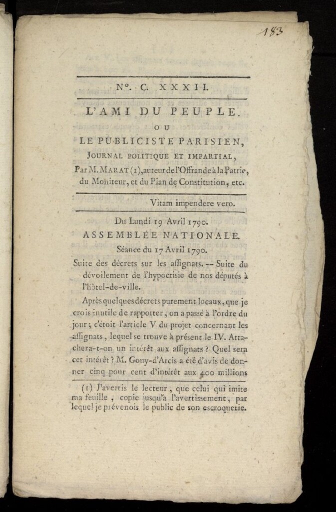 Miniatura de L´Ami du Peuple ou Le Publiciste Parisien Politique... del 19 de abril de 1790, nº 122