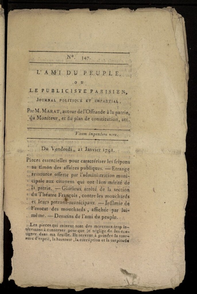 Miniatura de L´Ami du Peuple ou Le Publiciste Parisien, journal politique et impartial del 21 de enero de 1791, nº 347