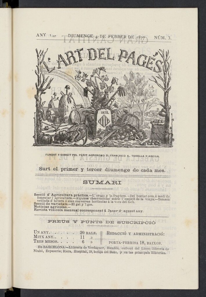 Miniatura de L´Art del Pagés del 4 de febrero de 1877, nº3
