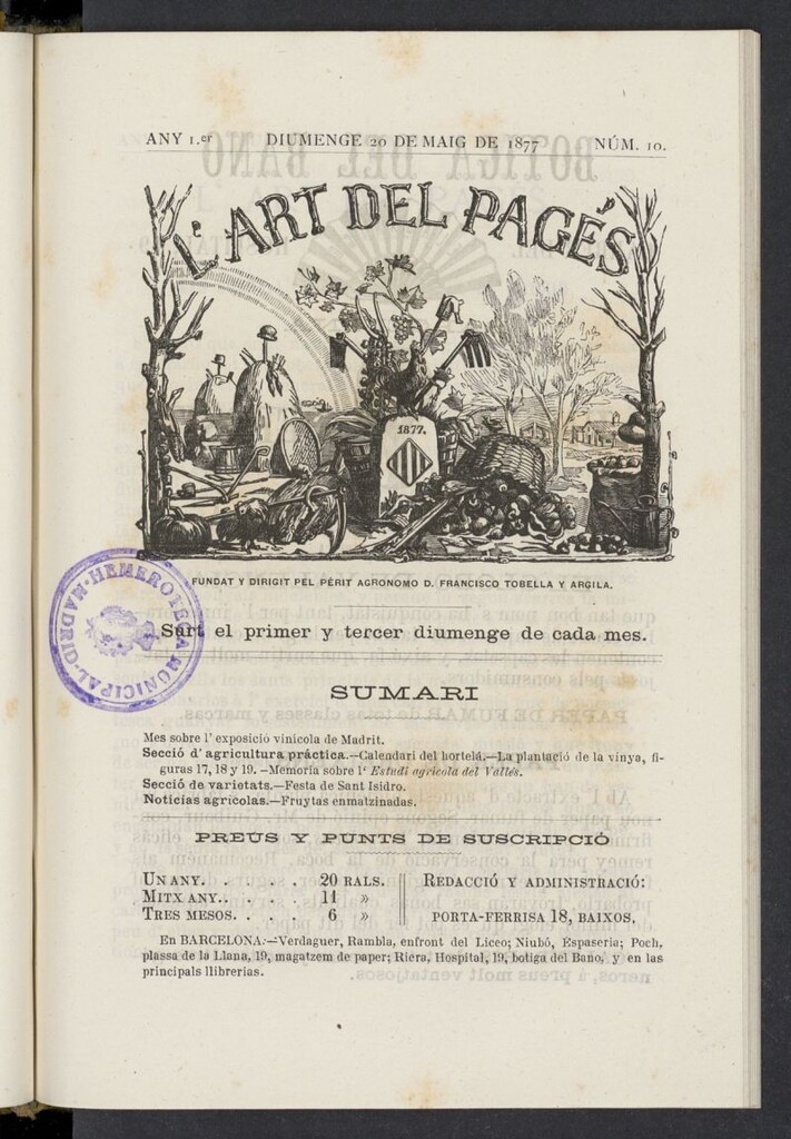 Miniatura de L´Art del Pagés del 20 de mayo de 1877, nº 10