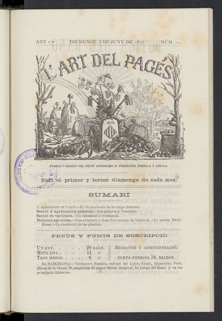 Miniatura de L´Art del Pagés del 3 de junio de 1877, nº 11
