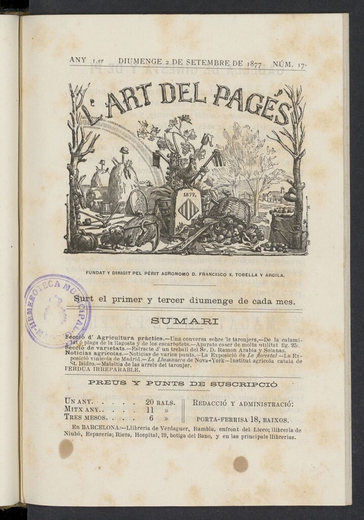 Miniatura de L´Art del Pagés del 2 de septiembre de 1877, nº 17