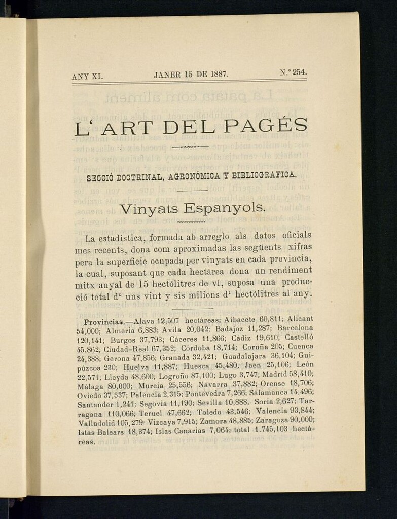 Miniatura de L´Art del Pagés del  15 de Janer de 1887