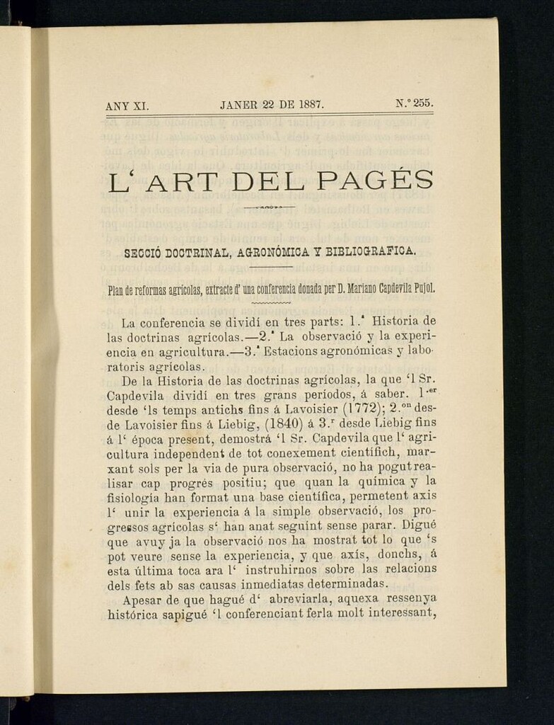 Miniatura de L´Art del Pagés del 22 de Janer de 1887