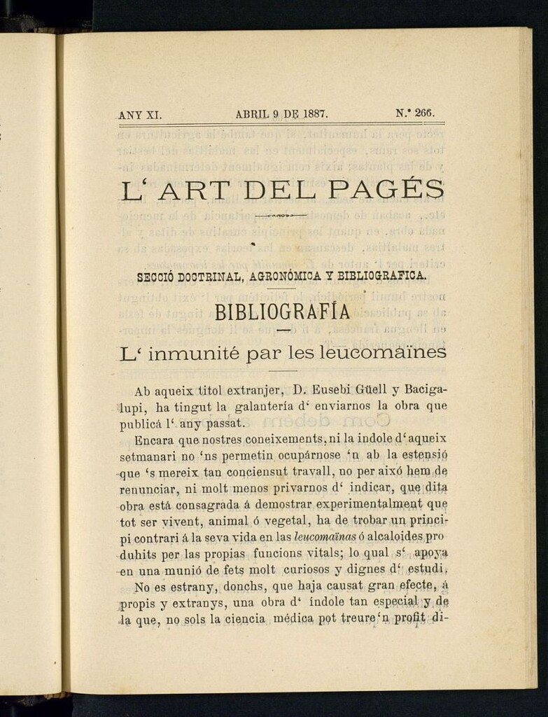 Miniatura de L´Art del Pagés del 9 de abril de 1887