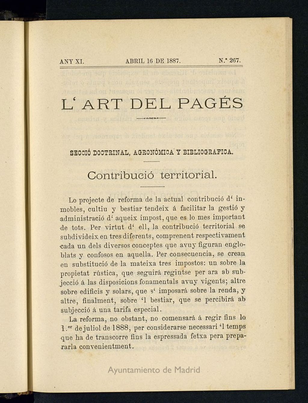 Miniatura de L´Art del Pagés  del 16 de abril de 1887