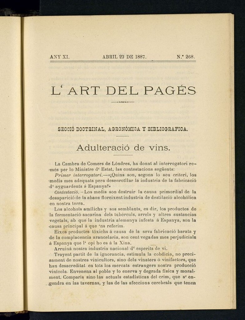 Miniatura de L´Art del Pagés del 23 de abril de 1887