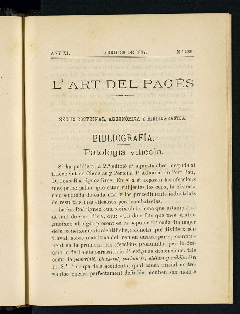 Miniatura de L´Art del Pagés del 30 de abril de 1887
