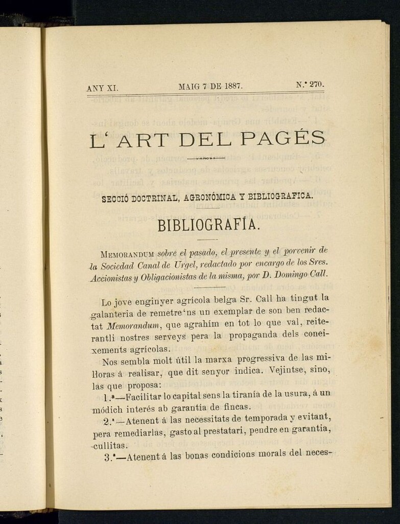 Miniatura de L´Art del Pagés del 7 de maig de 1887
