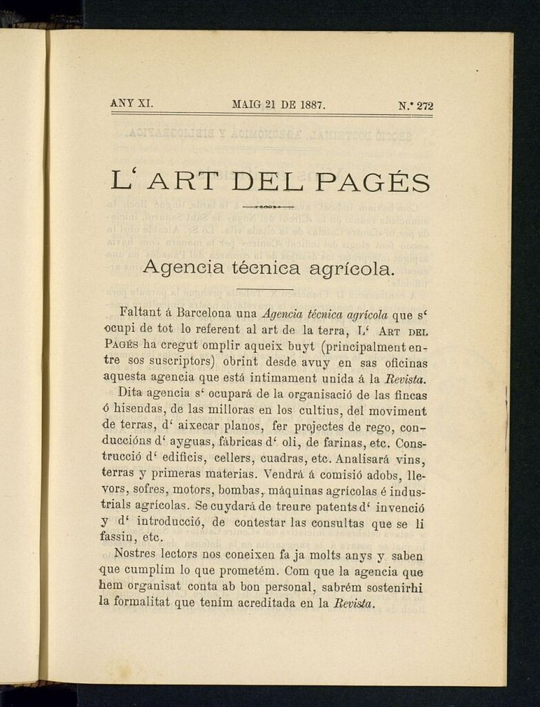 Miniatura de L´Art del Pagés  del 21 de maig de 1887