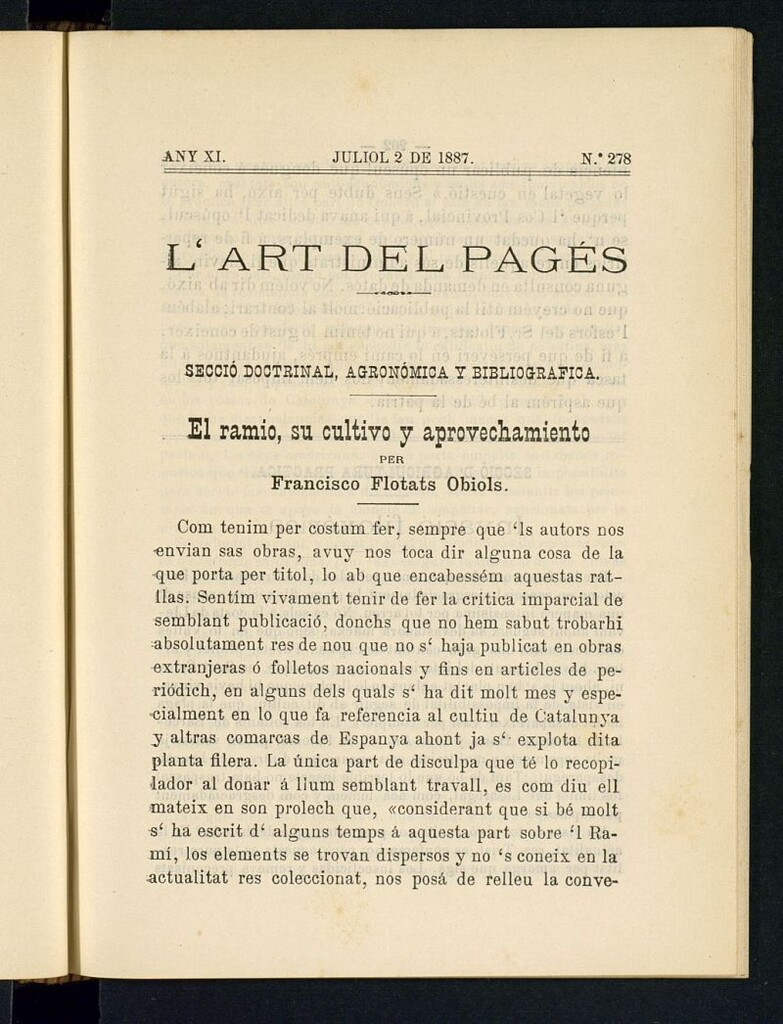 Miniatura de L´Art del Pagés del 2 de juliol de 1887
