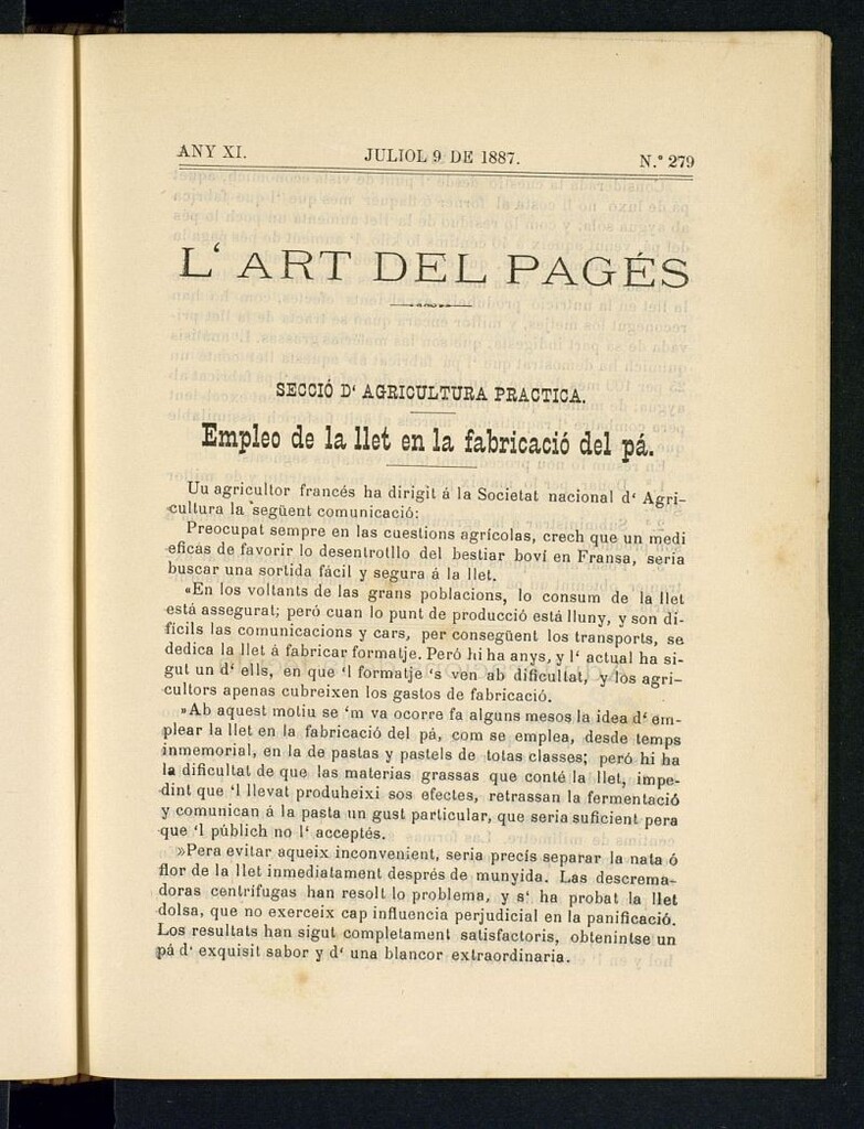 Miniatura de L´Art del Pagés del 9 de juliol de 1887