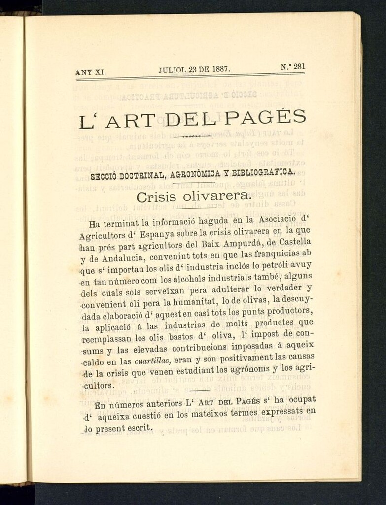 Miniatura de L´Art del Pagésdel 23 de juliol de 1887