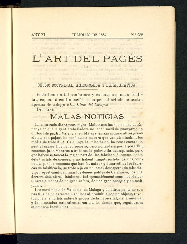 Miniatura de L´Art del Pagés del 30 de juliol de 1887