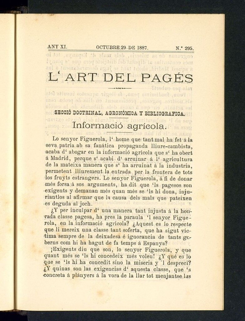 Miniatura de L´Art del Pagés del 29 de octubre de 1887
