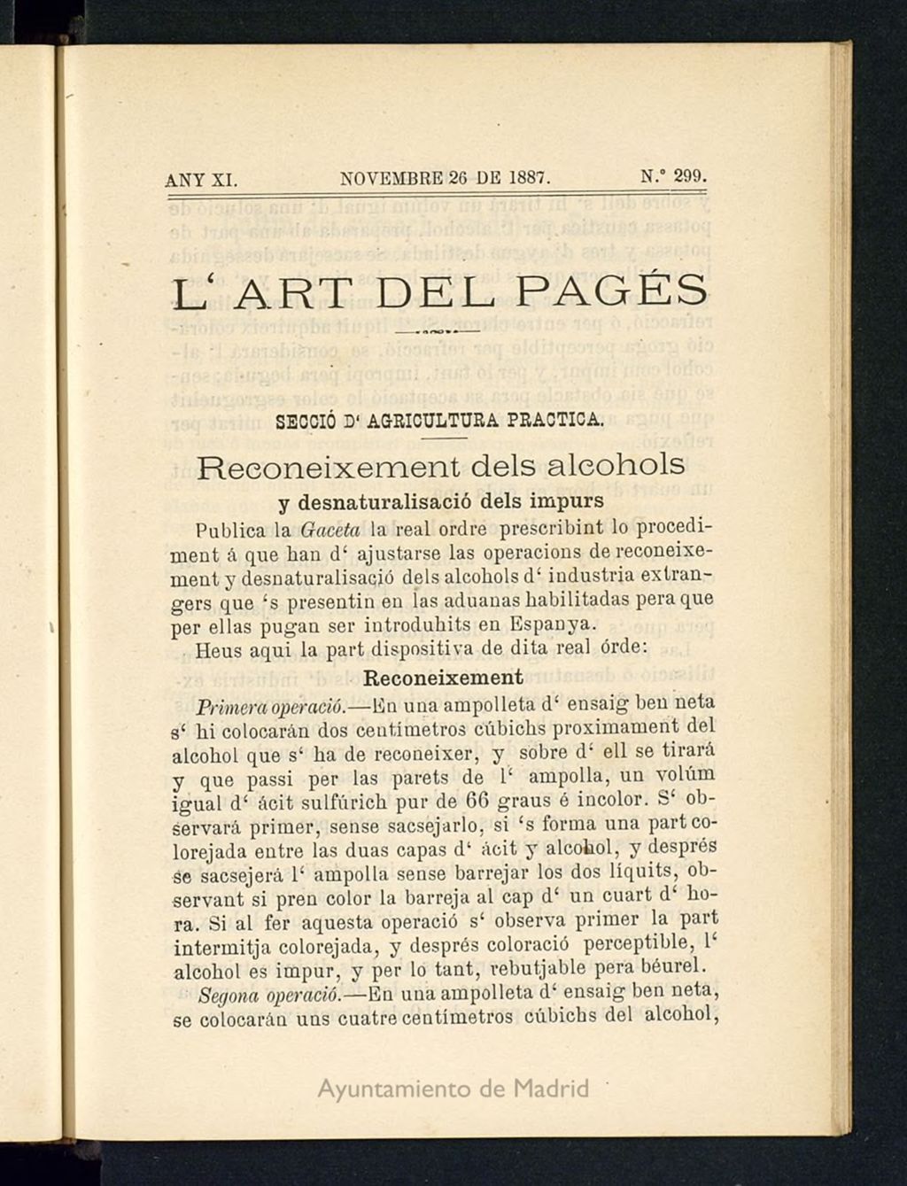 Miniatura de L´Art del Pagés del 26 de novembre de 1887