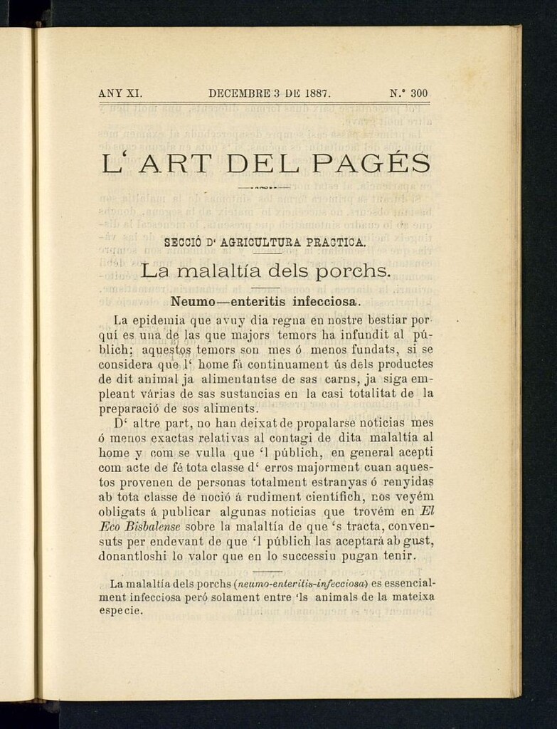 Miniatura de L´Art del Pagés del 3 de decembre de 1887