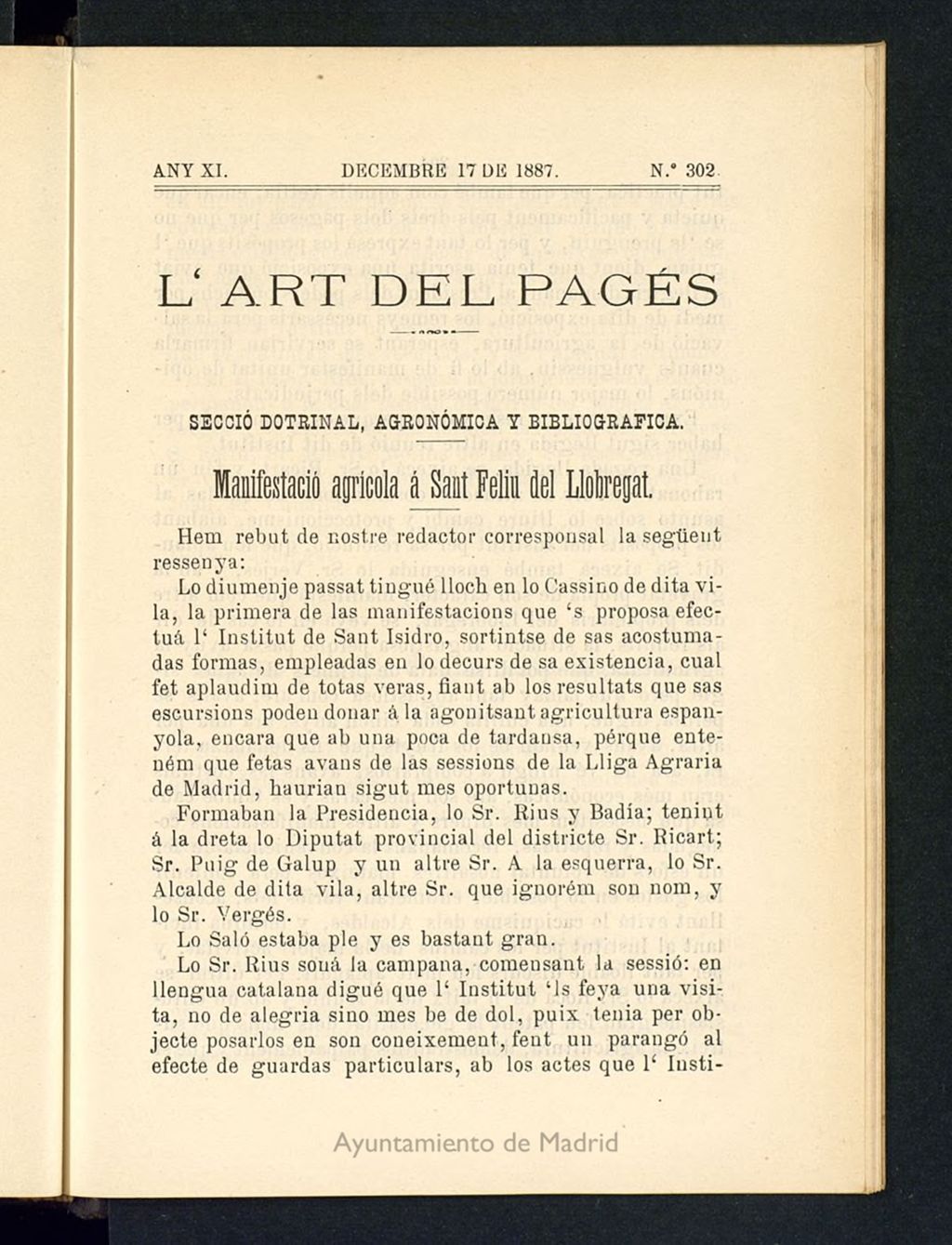 Miniatura de L´Art del Pagés del 17 de decembre de 1887