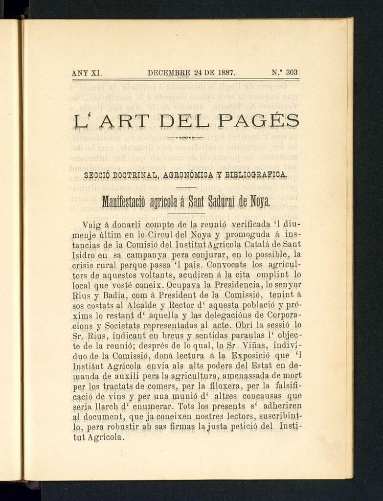 Miniatura de L´Art del Pagés del 24 de decembre de 1887