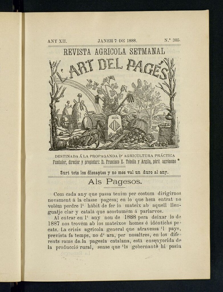 Miniatura de L´Art del Pagés del 7 de enero de 1888