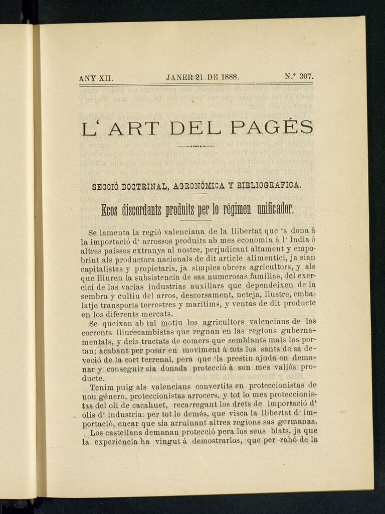 Miniatura de L´Art del Pagés del 21 de enero de 1888