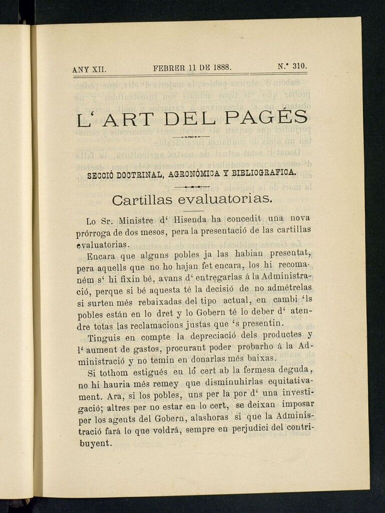 Miniatura de L´Art del Pagés del 11 de febrero de 1888