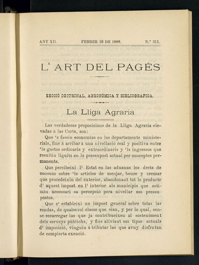 Miniatura de L´Art del Pagés del 18 de febrero de 1888