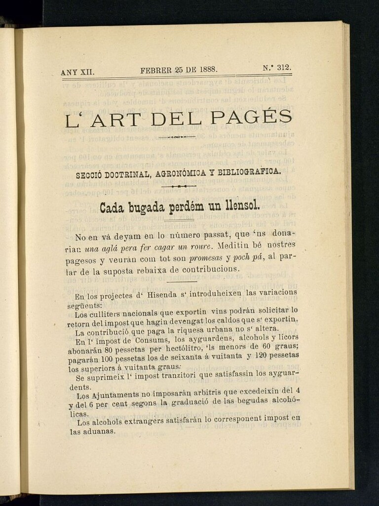 Miniatura de L´Art del Pagés del 25 de febrero de 1888