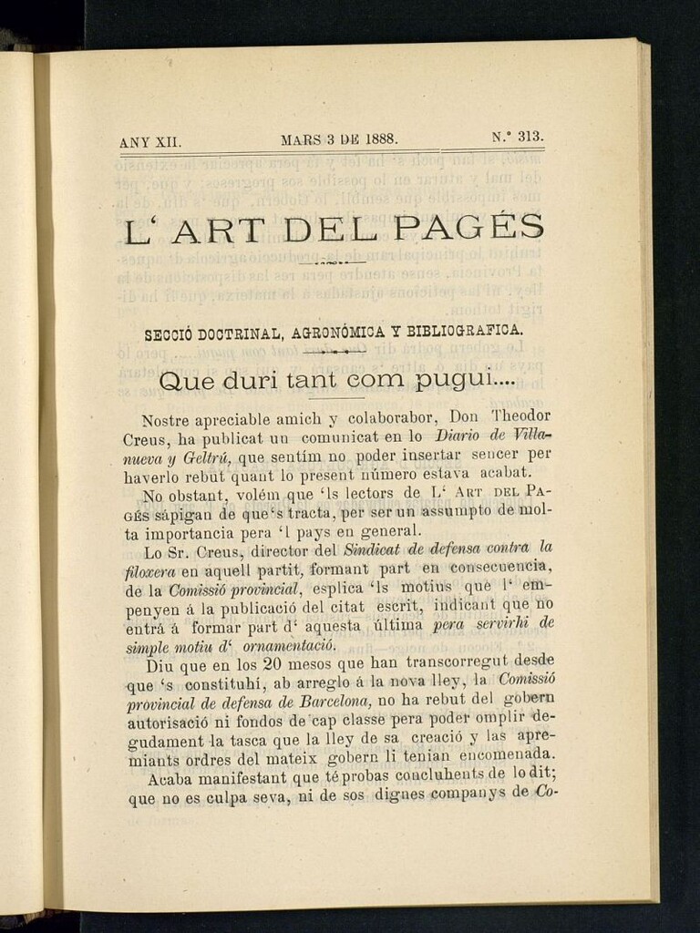 Miniatura de L´Art del Pagés del 3 de marzo de 1888
