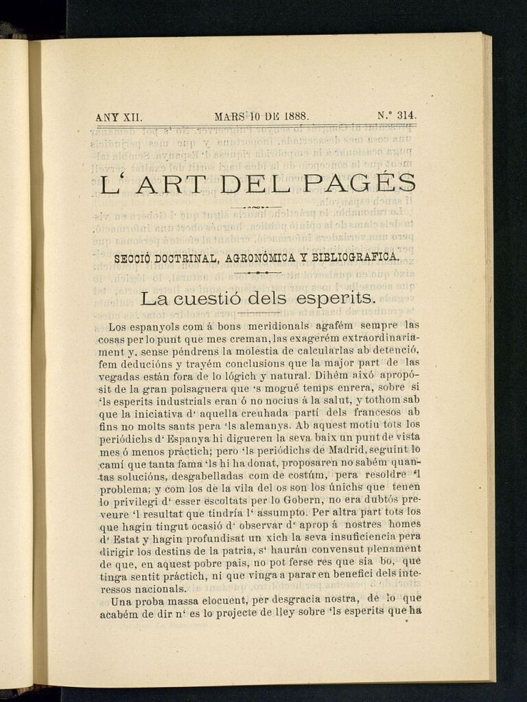 Miniatura de L´Art del Pagés del 10 de marzo de 1888