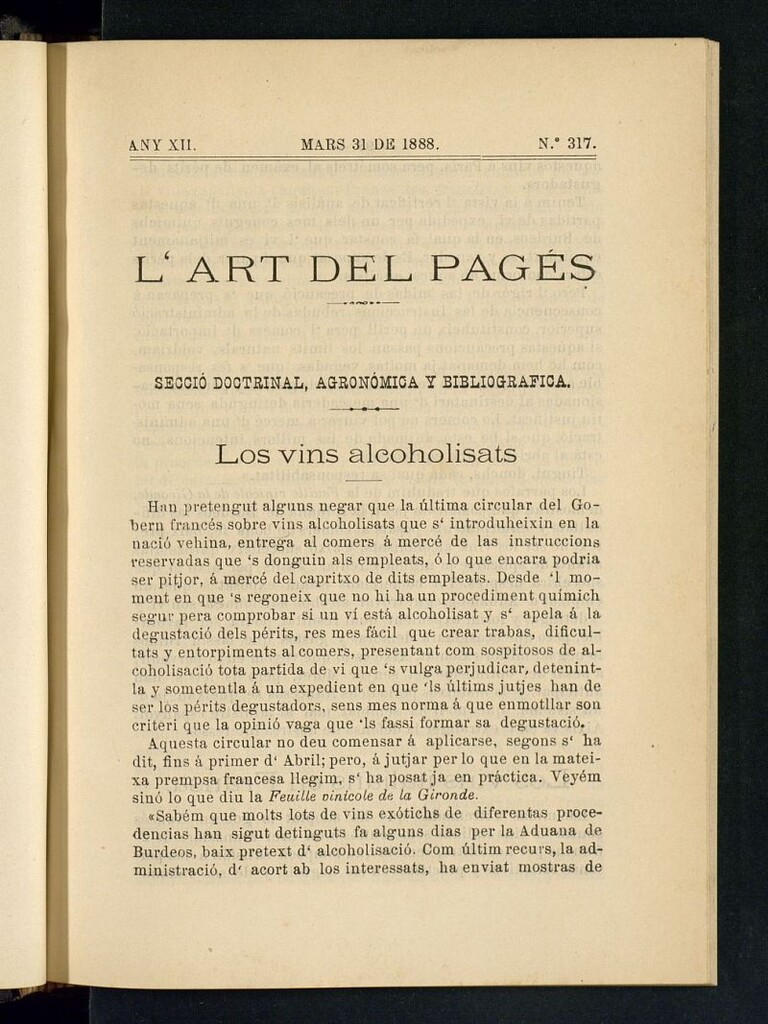 Miniatura de L´Art del Pagés del 31 de marzo de 1888