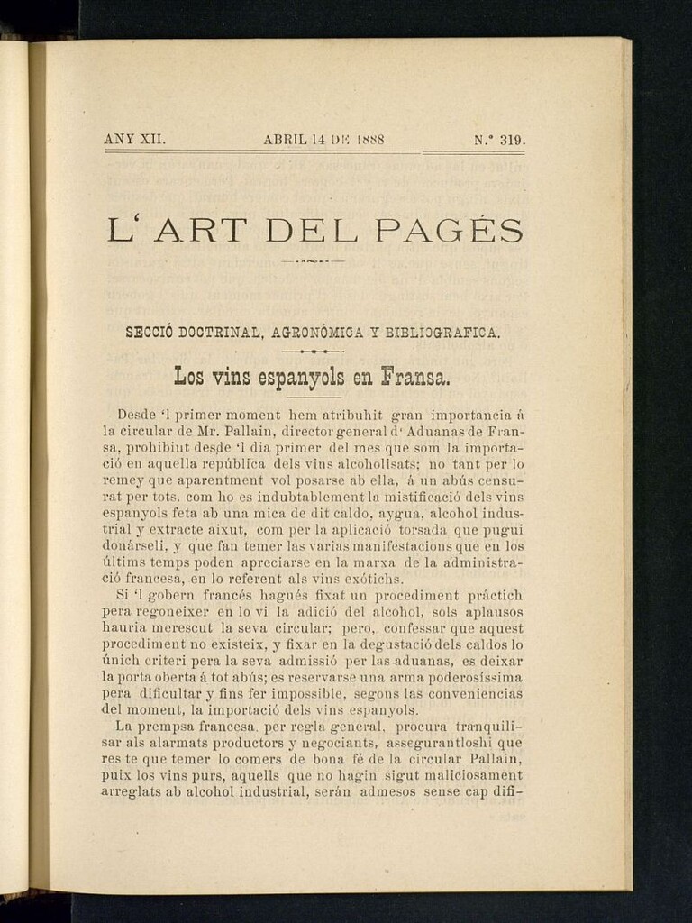 Miniatura de L´Art del Pagés del 14 de abril de 1888