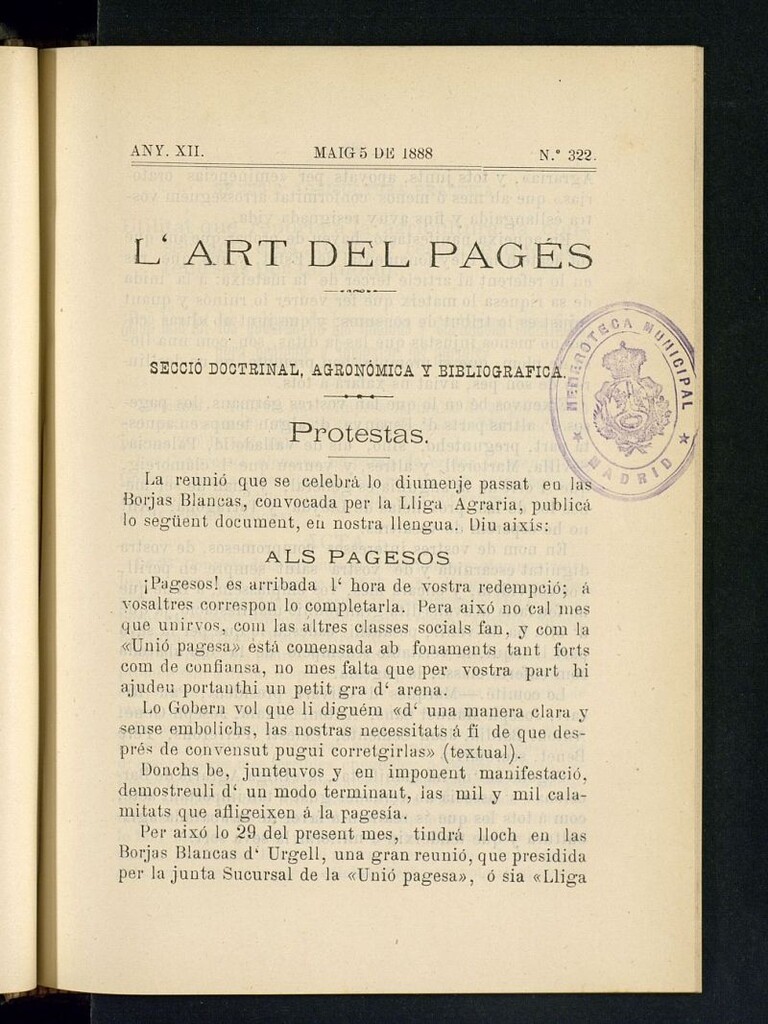 Miniatura de L´Art del Pagés del 5 de mayo de 1888