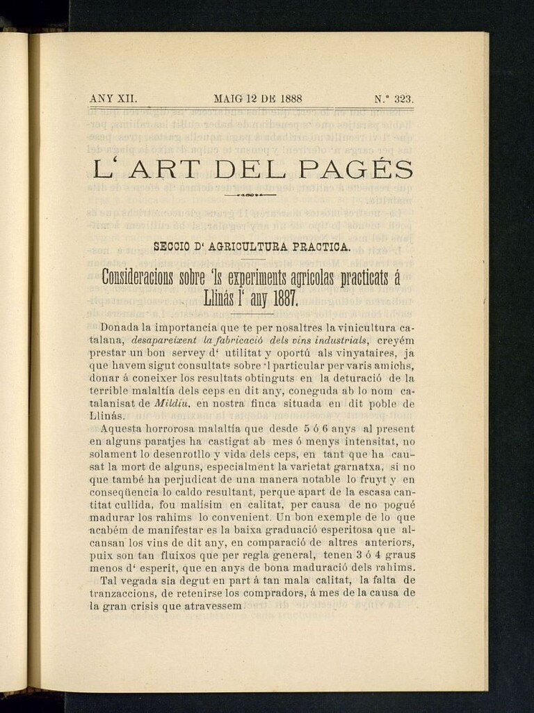 Miniatura de L´Art del Pagés del 12 de mayo de 1888