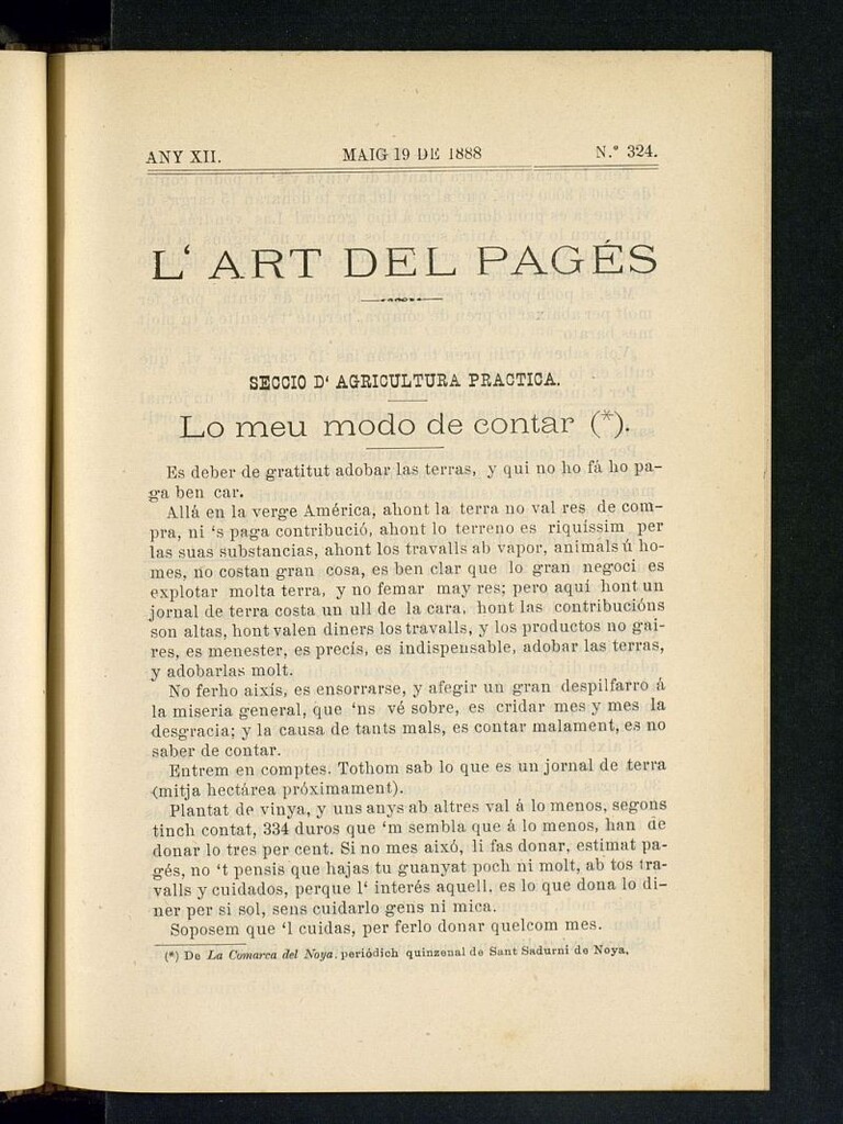 Miniatura de L´Art del Pagés del 19 de mayo de 1888