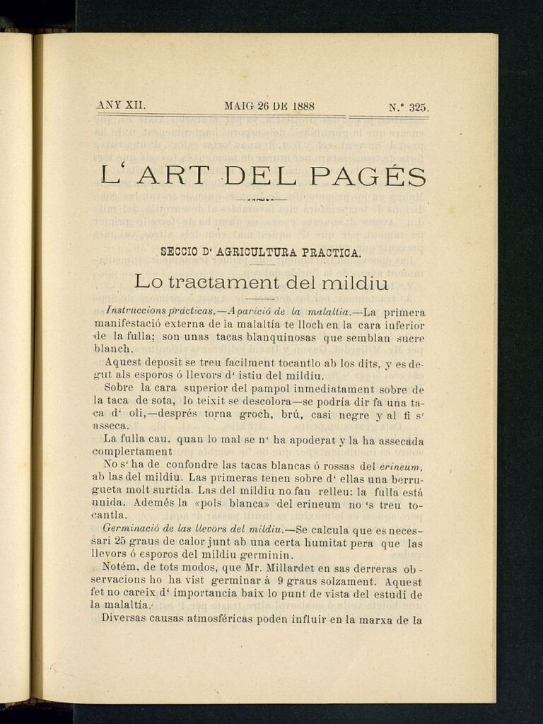 Miniatura de L´Art del Pagés del 26 de mayo de 1888