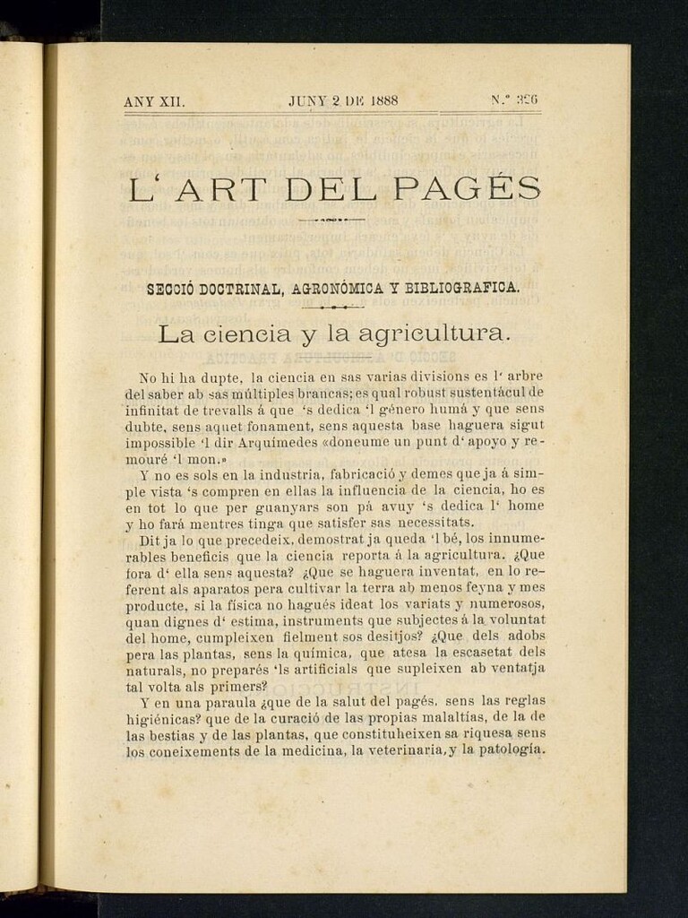 Miniatura de L´Art del Pagés del 2 de junio de 1888