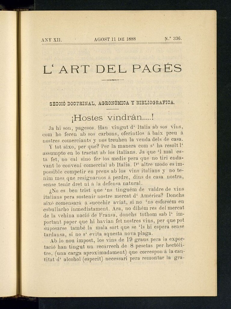 Miniatura de L´Art del Pagés del 11 de agosto de 1888
