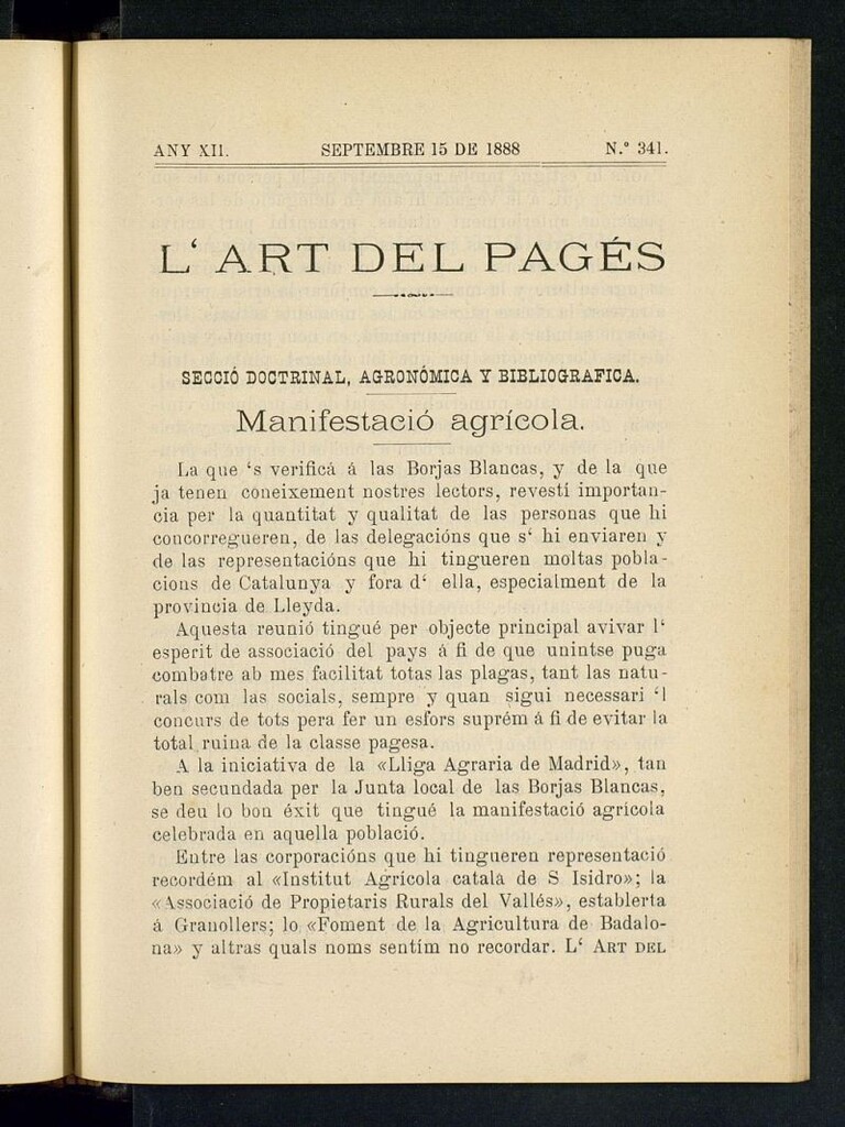 Miniatura de L´Art del Pagés del 15 de septiembre de 1888