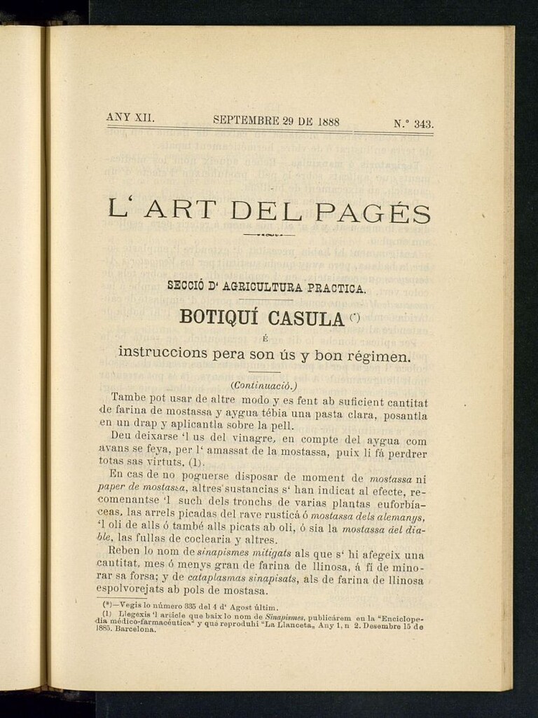 Miniatura de L´Art del Pagés del 29 de septiembre de 1888