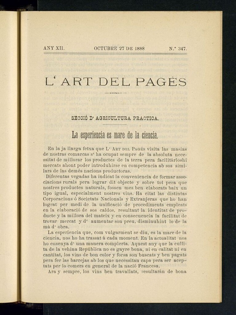 Miniatura de L´Art del Pagés del 27 de octubre de 1888