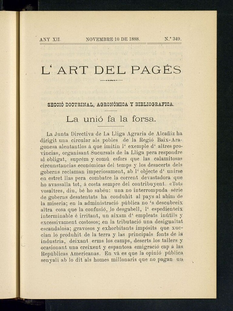 Miniatura de L´Art del Pagés del 10 de noviembre de 1888