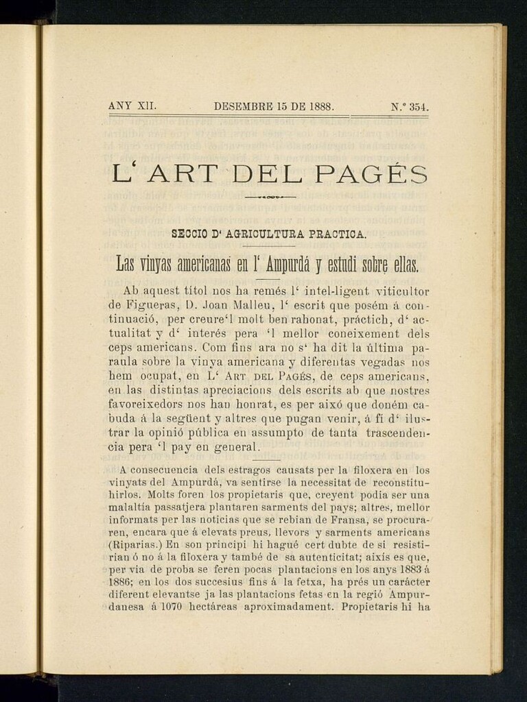 Miniatura de L´Art del Pagés del 15 de diciembre de 1888