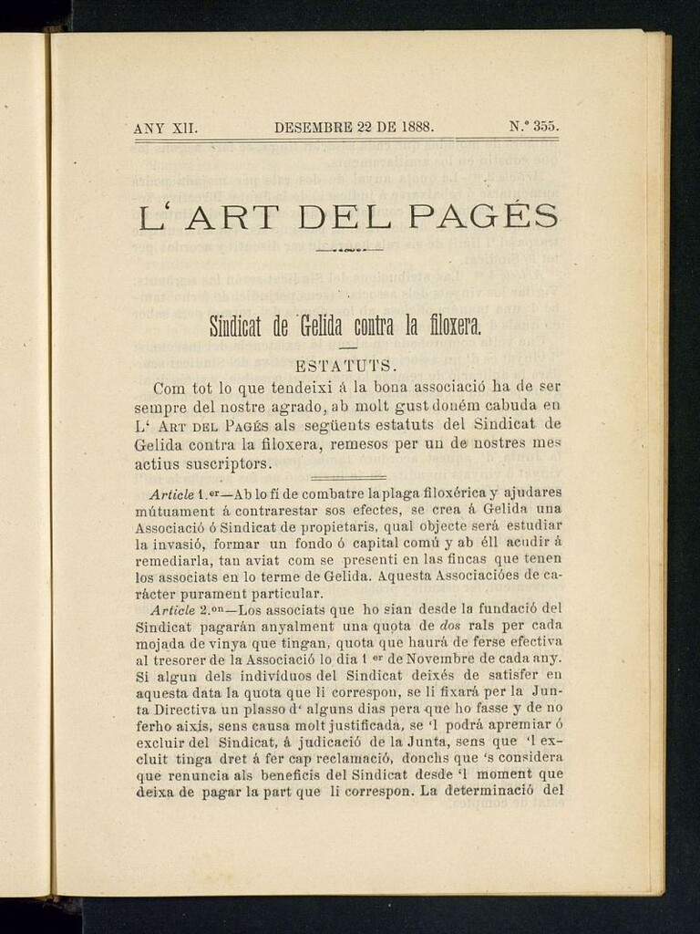 Miniatura de L´Art del Pagés del 22 de diciembre de 1888