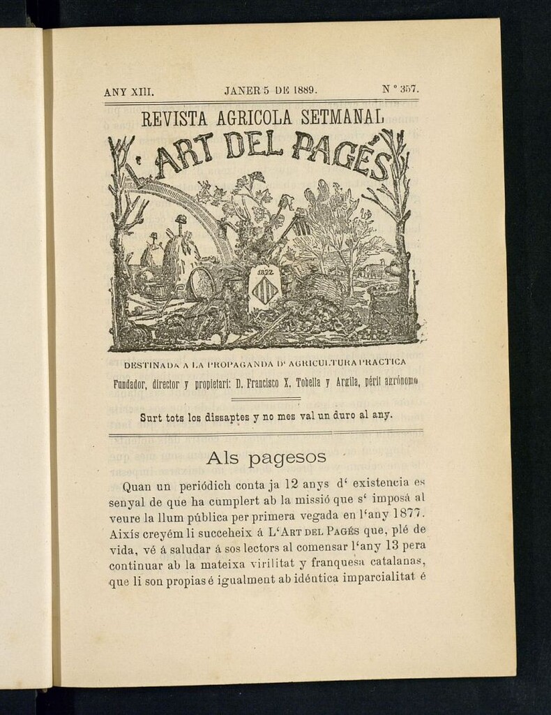 Miniatura de L´Art del Pagés del 5 de enero de 1889