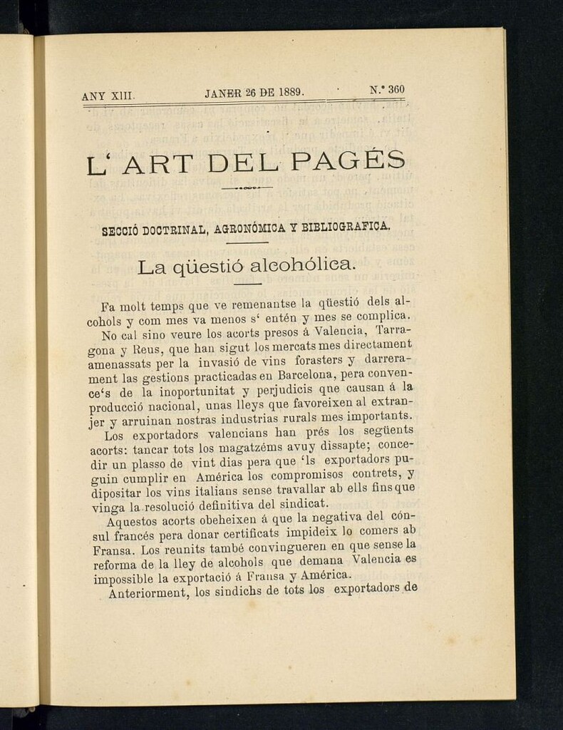 Miniatura de L´Art del Pagés del 26 de enero de 1889