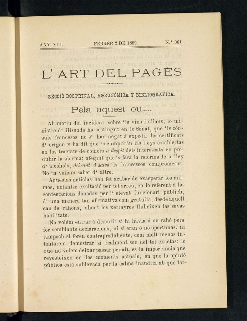 Miniatura de L´Art del Pagés del 2 de febrero de 1889