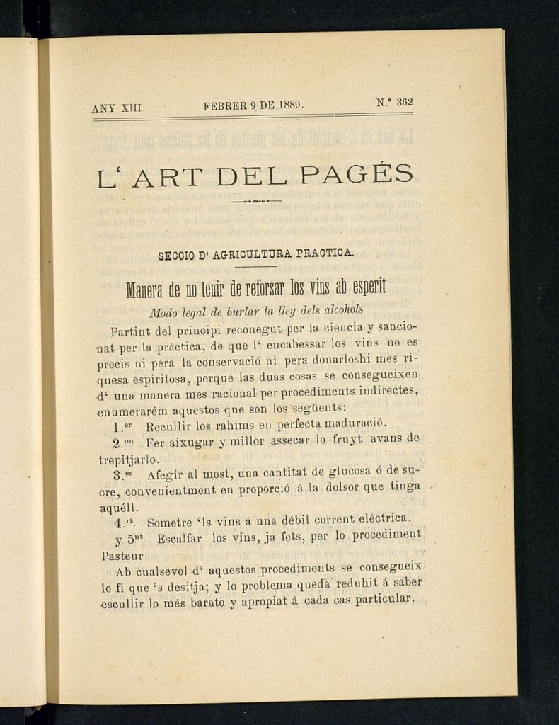 Miniatura de L´Art del Pagés del 9 de febrero de 1889